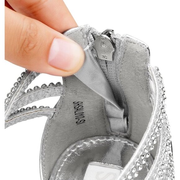 SheSole Women's Strappy Kitten Heel Sandals | Low Heel Wedding Bridal Shoes - Picture 5 of 7